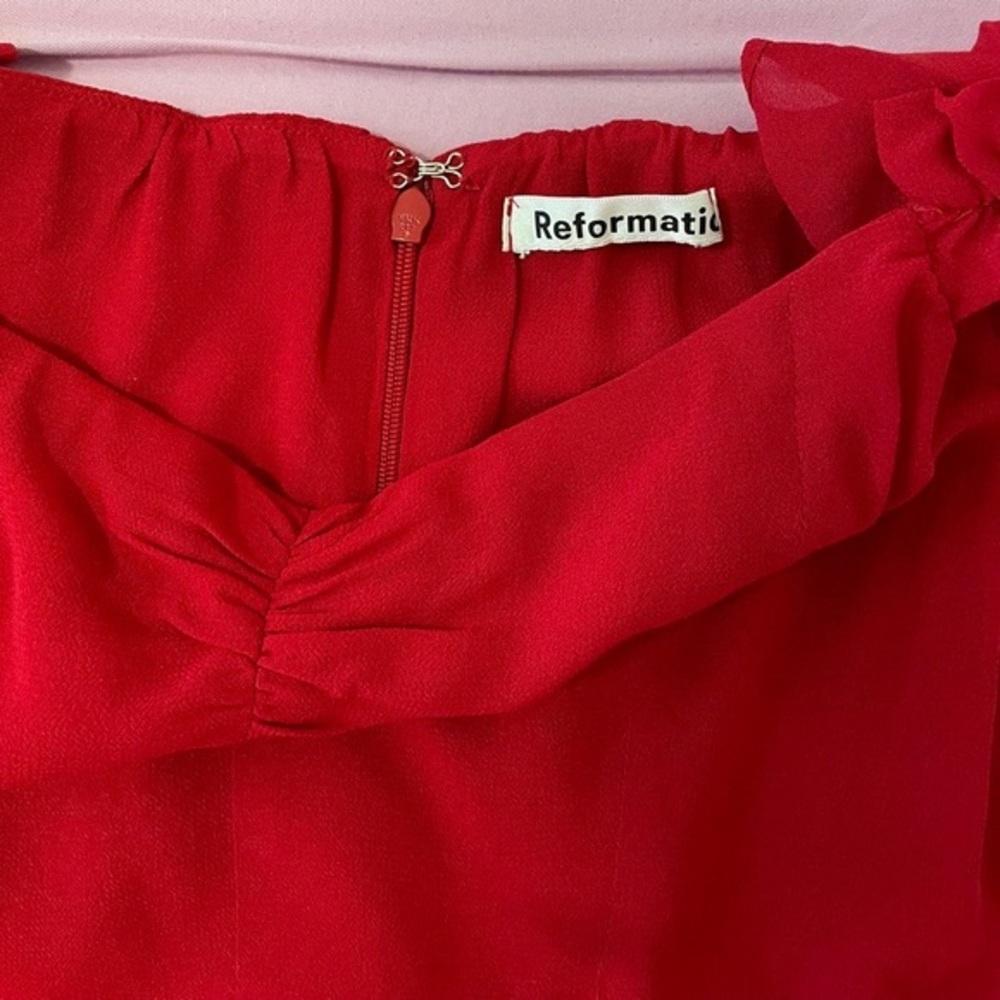 Reformation Red Off-Shoulder Dress - Picture 5 of 6